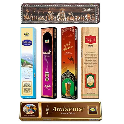 Agarbatti Combo Pack - Dasara, Pushkarani, Yagna, Ambience, Asli Bakhoor and Oudh Incense Sticks (Pack of 6)