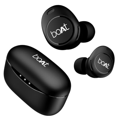 boAt Newly Launched Airdopes 121 V2 Plus TWS Earbuds with 50 HRS Playtime,Quad Mics w/ENx™ Tech,ASAP™ Charging, Beast™ Mode(50ms Low Latency),BTv5.3 & IPX4(Active Black)