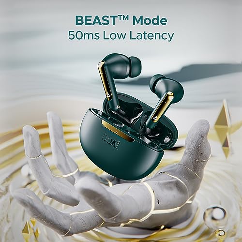 boAt Airdopes 141 ANC TWS Earbuds with 32 dB ANC, 42 HRS Playback, 50ms Low Latency Beast™ Mode, IWP™ Tech,Signature Sound,Quad Mics with ENx™,ASAP™ Charge,USB Type-C Port & IPX5(Green)