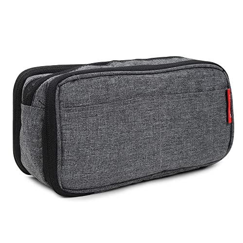 Wooum Large Pencil Case Big Capacity Pen Pouch 3 Compartments Desk Organizer Marker Pen Case Simple Stationery Bag Pencil Holder - Dark Grey