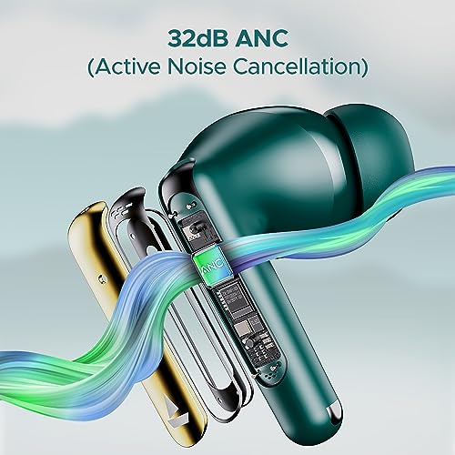 boAt Airdopes 141 ANC TWS Earbuds with 32 dB ANC, 42 HRS Playback, 50ms Low Latency Beast™ Mode, IWP™ Tech,Signature Sound,Quad Mics with ENx™,ASAP™ Charge,USB Type-C Port & IPX5(Green)