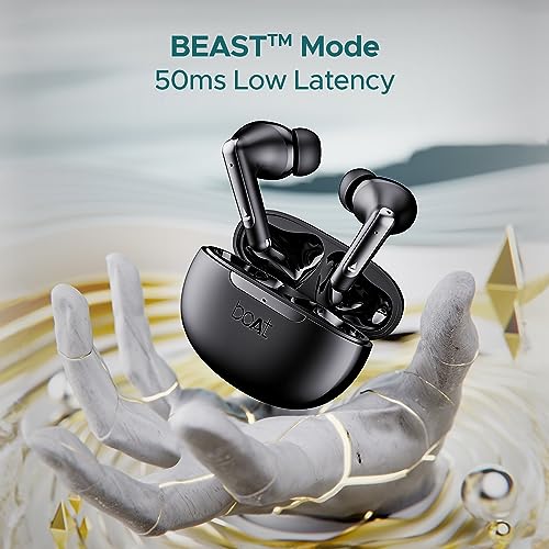 boAt Airdopes 141 ANC TWS Earbuds with 32 dB ANC, 42 HRS Playback, 50ms Low Latency Beast™ Mode, IWP™ Tech,Quad Mics with ENx™,ASAP™ Charge,USB Type-C Port & IPX5(Gunmetal Black)