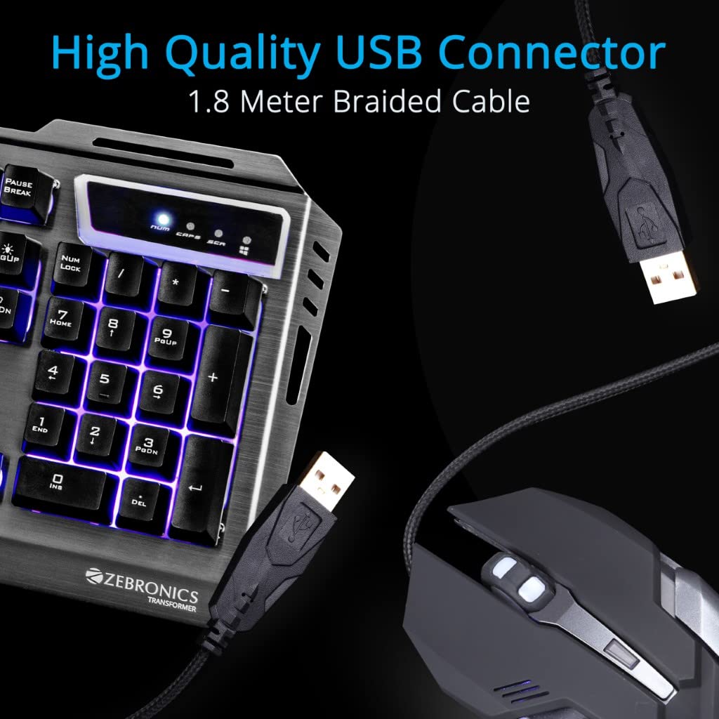 ZEBRONICS Gaming Multimedia USB Keyboard & USB Mouse Combo -Transformer