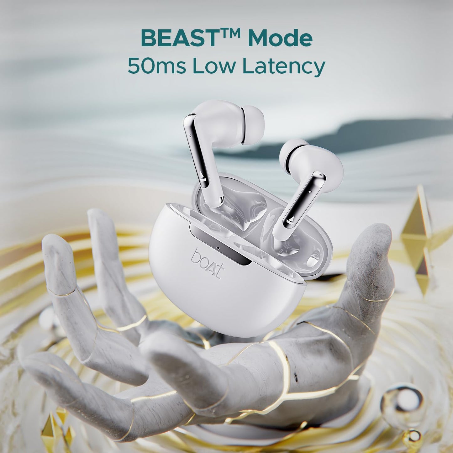 boAt Airdopes 141 ANC TWS Earbuds with 32 dB ANC, 42 HRS Playback, 50ms Low Latency Beast™ Mode, IWP™ Tech,Signature Sound,Quad Mics with ENx™,ASAP™ Charge,USB Type-C Port & IPX5(White)