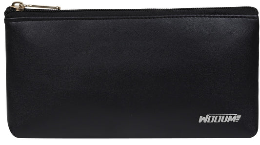 Wooum Pencil Case Pencil Pouch Black Pencil Bag PU Leather Pen Case Small Zipper Pouch for Pencils, Pens, Markers, Makeups, Change, Coins - Black